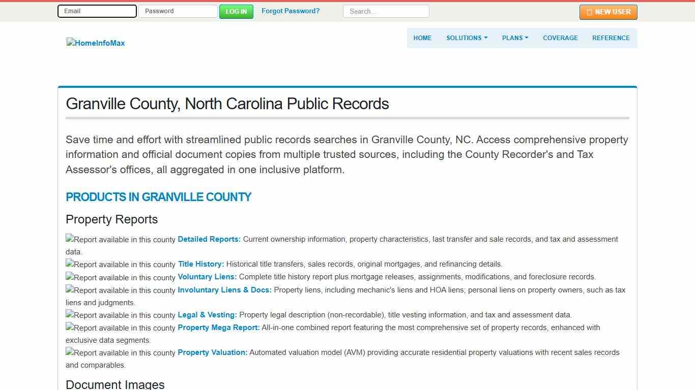 Granville County, North Carolina Public Records & Documents Search HomeInfoMax